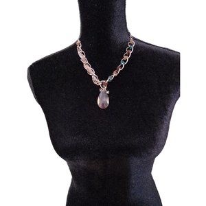 Eye-Catching Cg Designer Costume Jewelry Necklace with clear chunky pendant
